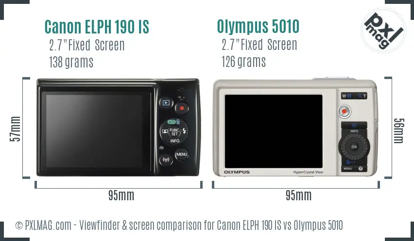 Canon ELPH 190 IS vs Olympus 5010 Screen and Viewfinder comparison