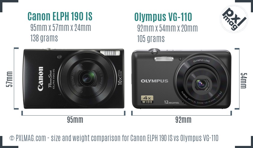 Canon ELPH 190 IS vs Olympus VG-110 size comparison Canon ELPH 190 IS vs Olympus VG-110 size comparison