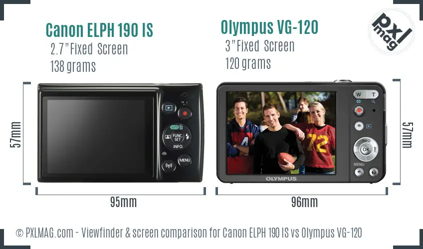Canon ELPH 190 IS vs Olympus VG-120 Screen and Viewfinder comparison Canon ELPH 190 IS vs Olympus VG-120 Screen and Viewfinder comparison