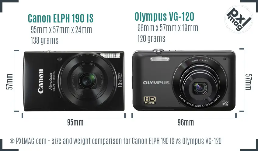 Canon ELPH 190 IS vs Olympus VG-120 size comparison Canon ELPH 190 IS vs Olympus VG-120 size comparison