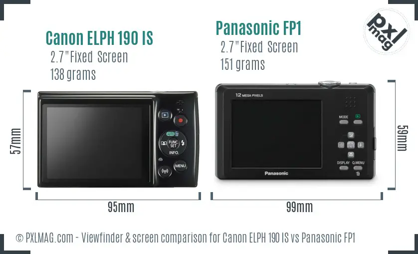 Canon ELPH 190 IS vs Panasonic FP1 Screen and Viewfinder comparison