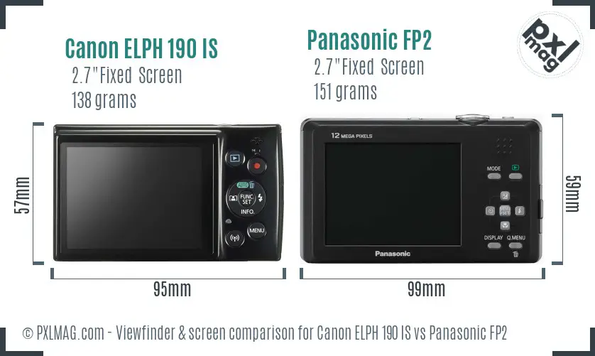 Canon ELPH 190 IS vs Panasonic FP2 Screen and Viewfinder comparison