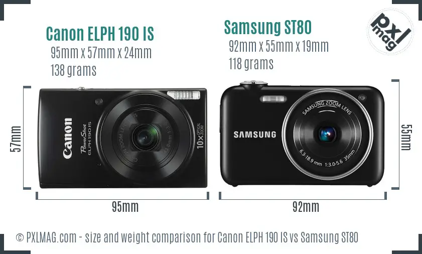 Canon ELPH 190 IS vs Samsung ST80 size comparison Canon ELPH 190 IS vs Samsung ST80 size comparison