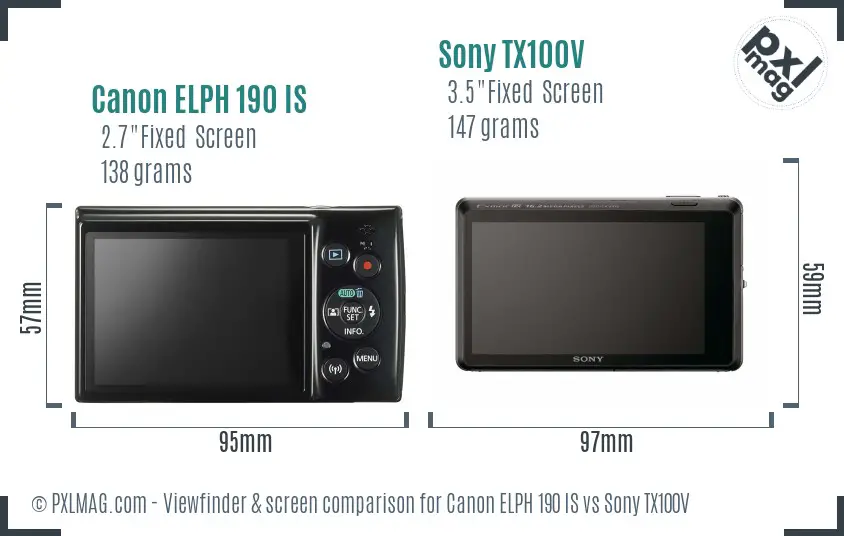 Canon ELPH 190 IS vs Sony TX100V Screen and Viewfinder comparison