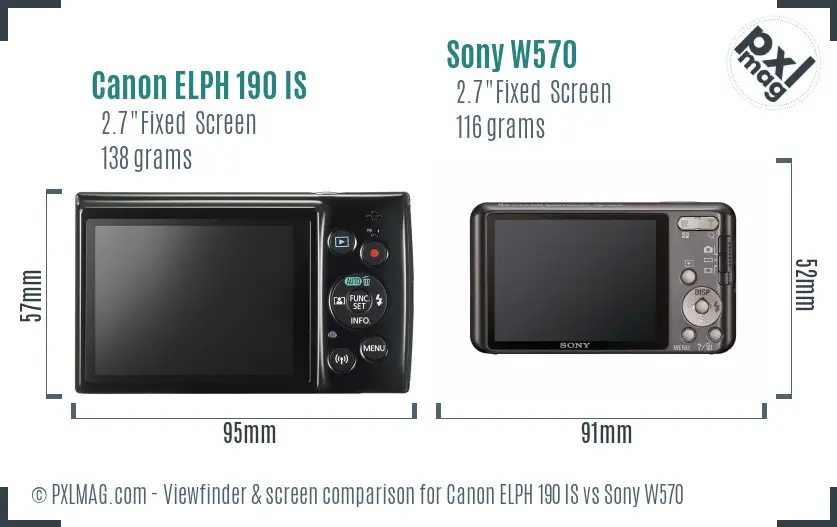 Canon ELPH 190 IS vs Sony W570 Screen and Viewfinder comparison