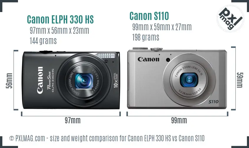 Canon ELPH 330 HS vs Canon S110 size comparison
