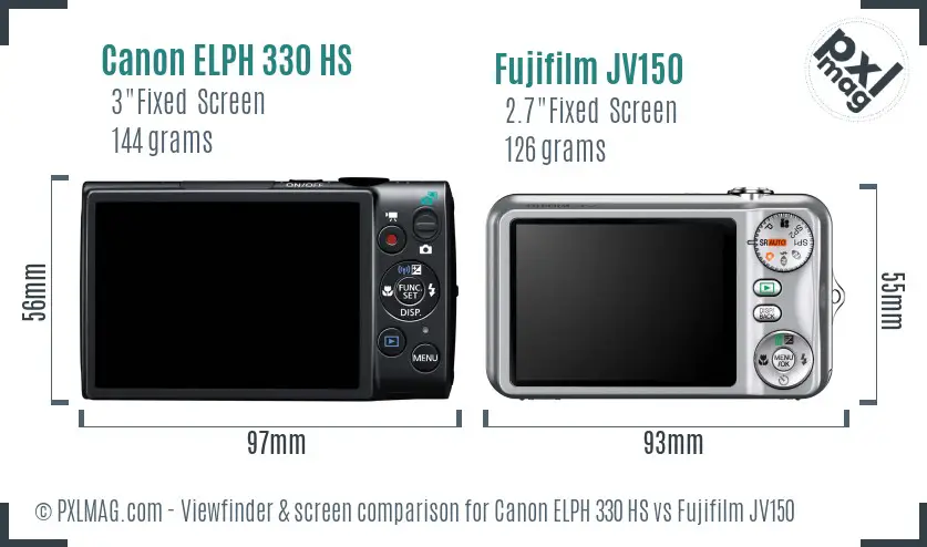 Canon ELPH 330 HS vs Fujifilm JV150 Screen and Viewfinder comparison