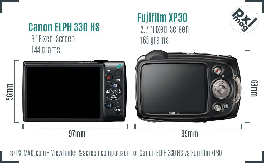 Canon ELPH 330 HS vs Fujifilm XP30 Screen and Viewfinder comparison