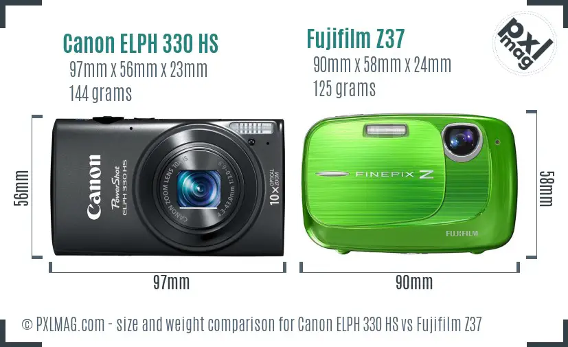 Canon ELPH 330 HS vs Fujifilm Z37 size comparison