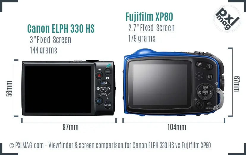 Canon ELPH 330 HS vs Fujifilm XP80 Screen and Viewfinder comparison