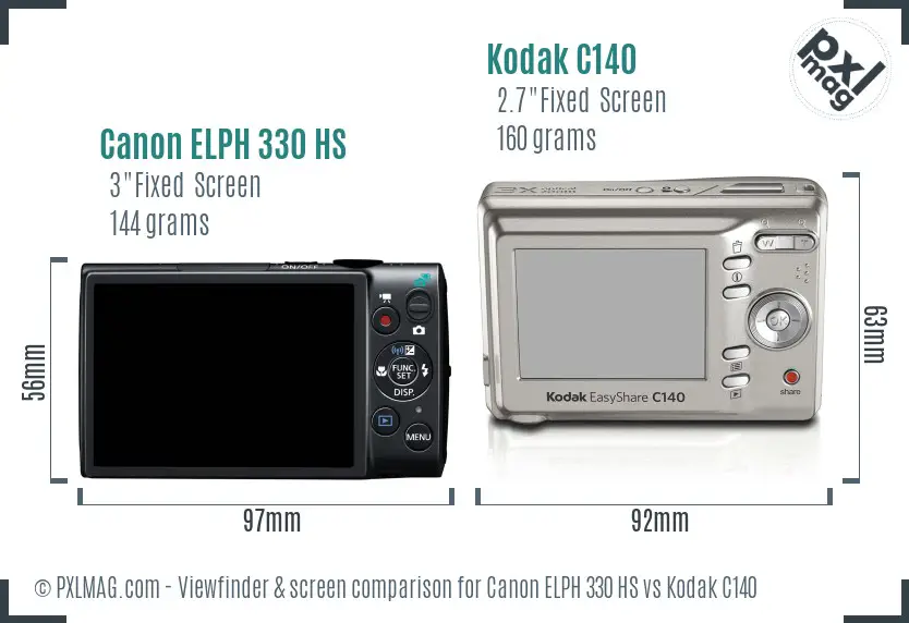 Canon ELPH 330 HS vs Kodak C140 Screen and Viewfinder comparison Canon ELPH 330 HS vs Kodak C140 Screen and Viewfinder comparison