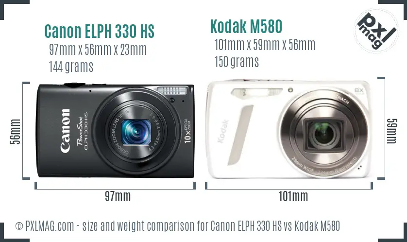 Canon ELPH 330 HS vs Kodak M580 size comparison Canon ELPH 330 HS vs Kodak M580 size comparison