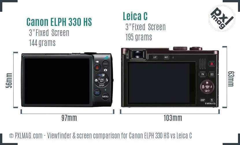 Canon ELPH 330 HS vs Leica C Screen and Viewfinder comparison