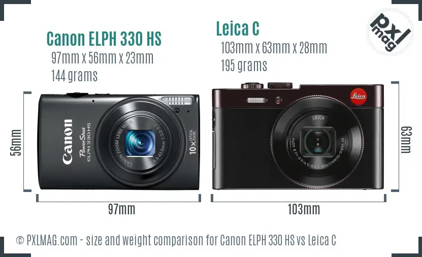 Canon ELPH 330 HS vs Leica C size comparison