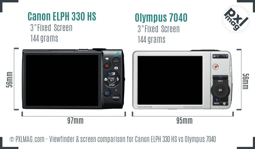 Canon ELPH 330 HS vs Olympus 7040 Screen and Viewfinder comparison