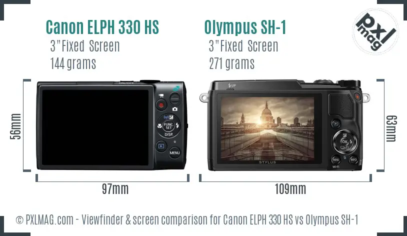 Canon ELPH 330 HS vs Olympus SH-1 Screen and Viewfinder comparison Canon ELPH 330 HS vs Olympus SH-1 Screen and Viewfinder comparison