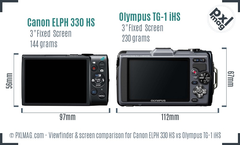 Canon ELPH 330 HS vs Olympus TG-1 iHS Screen and Viewfinder comparison