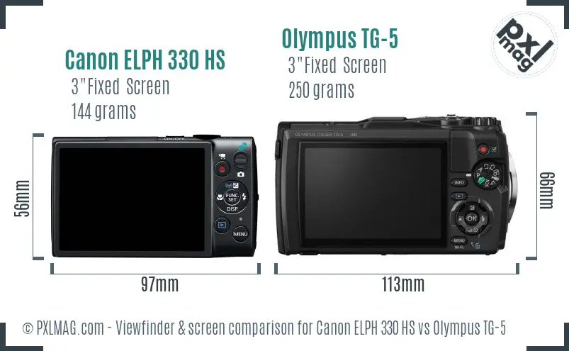 Canon ELPH 330 HS vs Olympus TG-5 Screen and Viewfinder comparison Canon ELPH 330 HS vs Olympus TG-5 Screen and Viewfinder comparison