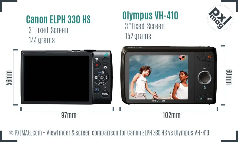 Canon ELPH 330 HS vs Olympus VH-410 Screen and Viewfinder comparison Canon ELPH 330 HS vs Olympus VH-410 Screen and Viewfinder comparison