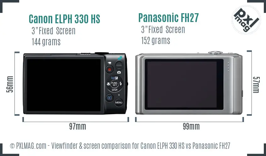 Canon ELPH 330 HS vs Panasonic FH27 Screen and Viewfinder comparison Canon ELPH 330 HS vs Panasonic FH27 Screen and Viewfinder comparison