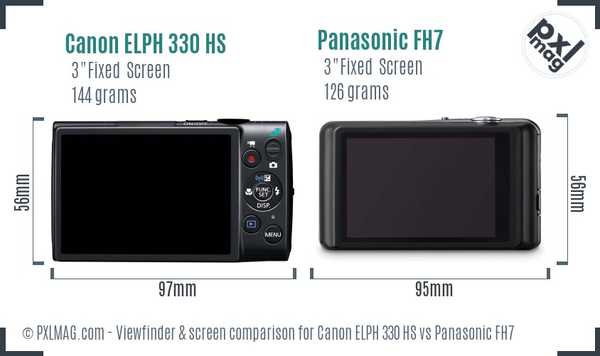 Canon ELPH 330 HS vs Panasonic FH7 Screen and Viewfinder comparison