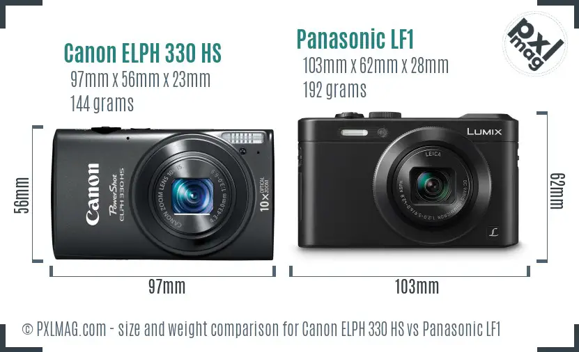 Canon ELPH 330 HS vs Panasonic LF1 size comparison