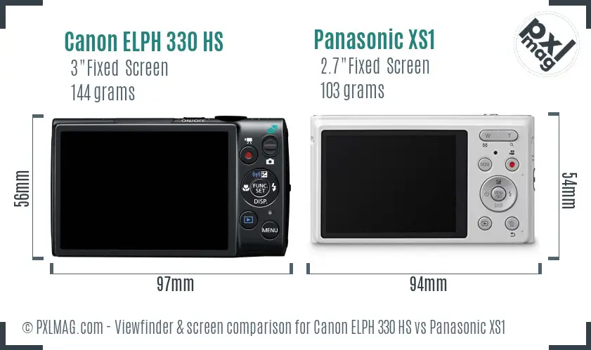 Canon ELPH 330 HS vs Panasonic XS1 Screen and Viewfinder comparison Canon ELPH 330 HS vs Panasonic XS1 Screen and Viewfinder comparison
