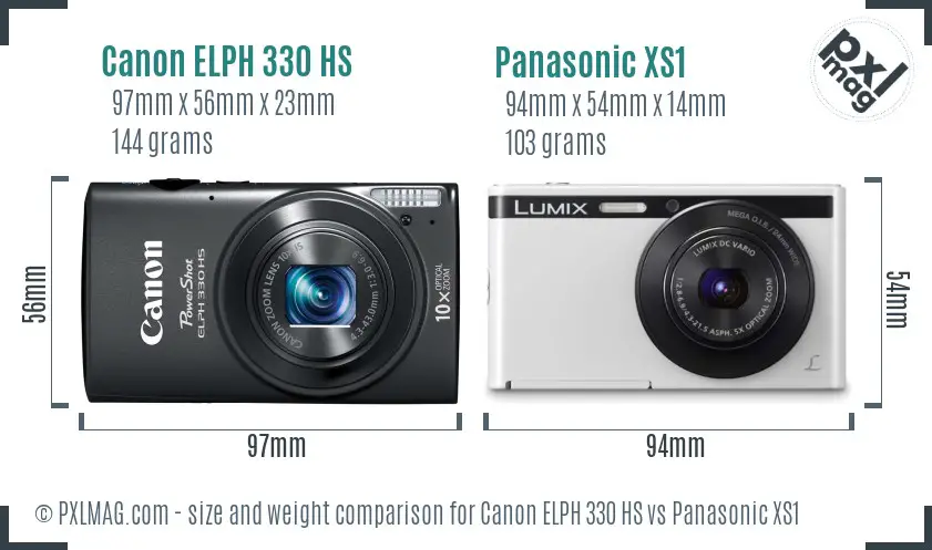 Canon ELPH 330 HS vs Panasonic XS1 size comparison Canon ELPH 330 HS vs Panasonic XS1 size comparison