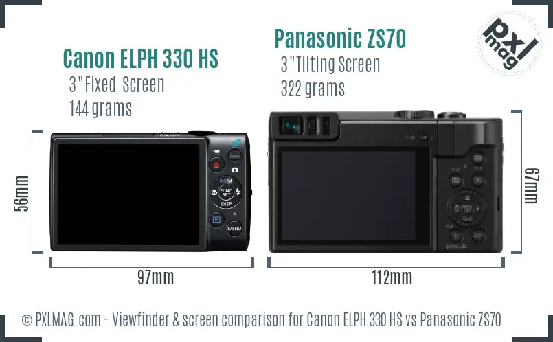 Canon ELPH 330 HS vs Panasonic ZS70 Screen and Viewfinder comparison Canon ELPH 330 HS vs Panasonic ZS70 Screen and Viewfinder comparison