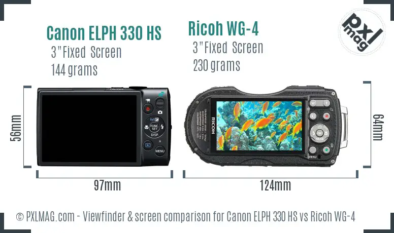 Canon ELPH 330 HS vs Ricoh WG-4 Screen and Viewfinder comparison Canon ELPH 330 HS vs Ricoh WG-4 Screen and Viewfinder comparison