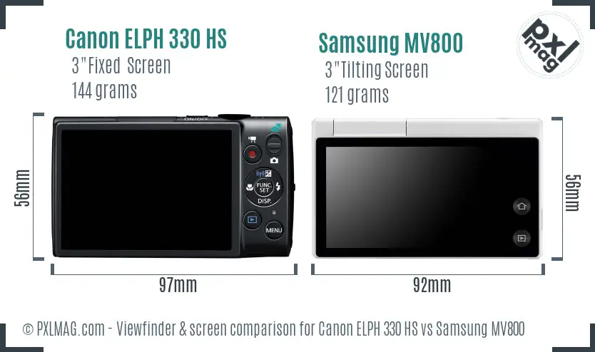 Canon ELPH 330 HS vs Samsung MV800 Screen and Viewfinder comparison Canon ELPH 330 HS vs Samsung MV800 Screen and Viewfinder comparison
