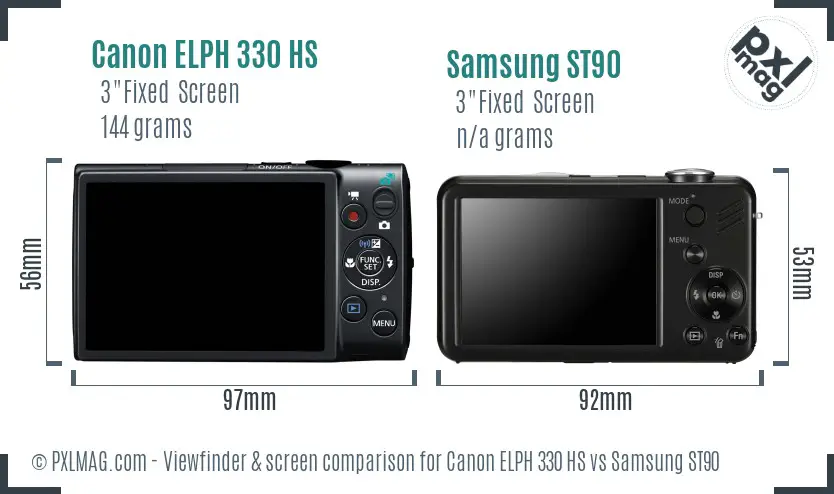 Canon ELPH 330 HS vs Samsung ST90 Screen and Viewfinder comparison