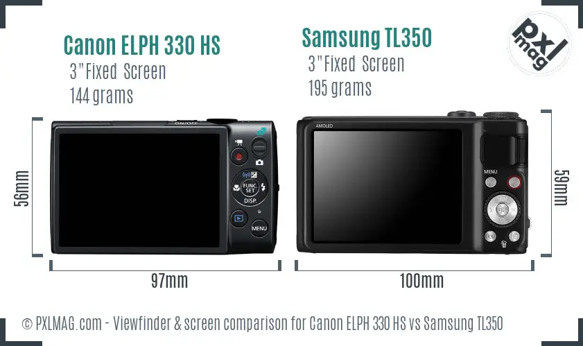 Canon ELPH 330 HS vs Samsung TL350 Screen and Viewfinder comparison