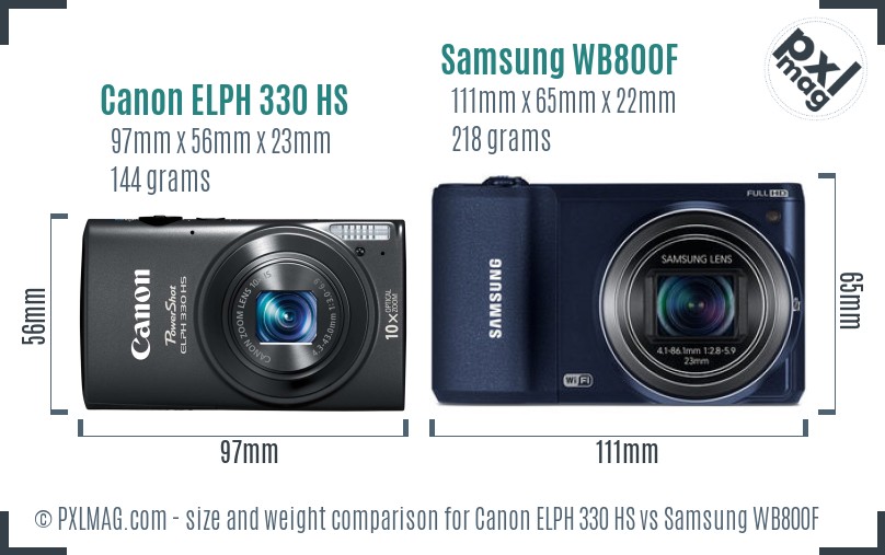 Canon ELPH 330 HS vs Samsung WB800F size comparison Canon ELPH 330 HS vs Samsung WB800F size comparison