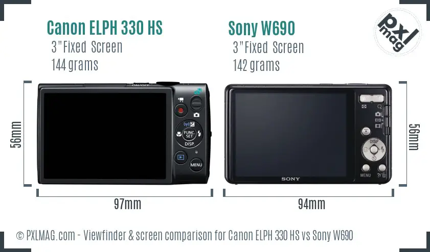 Canon ELPH 330 HS vs Sony W690 Screen and Viewfinder comparison