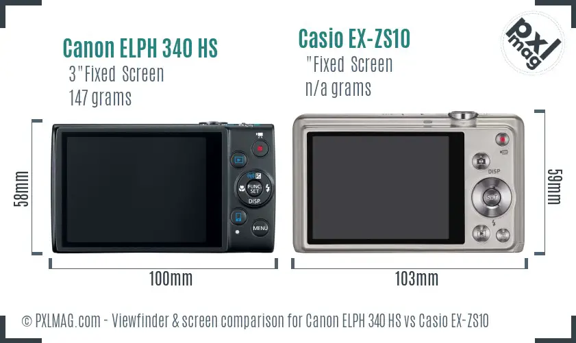 Canon ELPH 340 HS vs Casio EX-ZS10 Screen and Viewfinder comparison Canon ELPH 340 HS vs Casio EX-ZS10 Screen and Viewfinder comparison