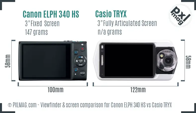 Canon ELPH 340 HS vs Casio TRYX Screen and Viewfinder comparison