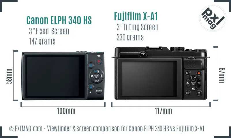 Canon ELPH 340 HS vs Fujifilm X-A1 Screen and Viewfinder comparison Canon ELPH 340 HS vs Fujifilm X-A1 Screen and Viewfinder comparison