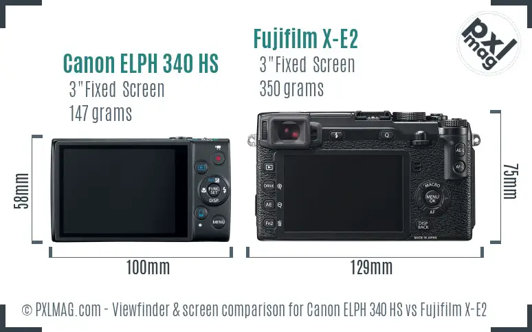 Canon ELPH 340 HS vs Fujifilm X-E2 Screen and Viewfinder comparison