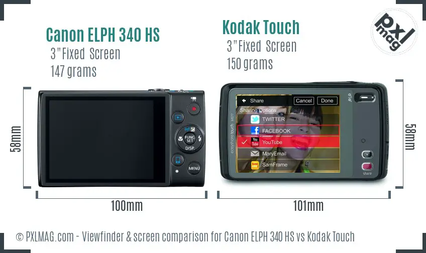 Canon ELPH 340 HS vs Kodak Touch Screen and Viewfinder comparison