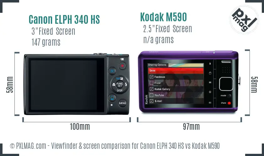 Canon ELPH 340 HS vs Kodak M590 Screen and Viewfinder comparison Canon ELPH 340 HS vs Kodak M590 Screen and Viewfinder comparison
