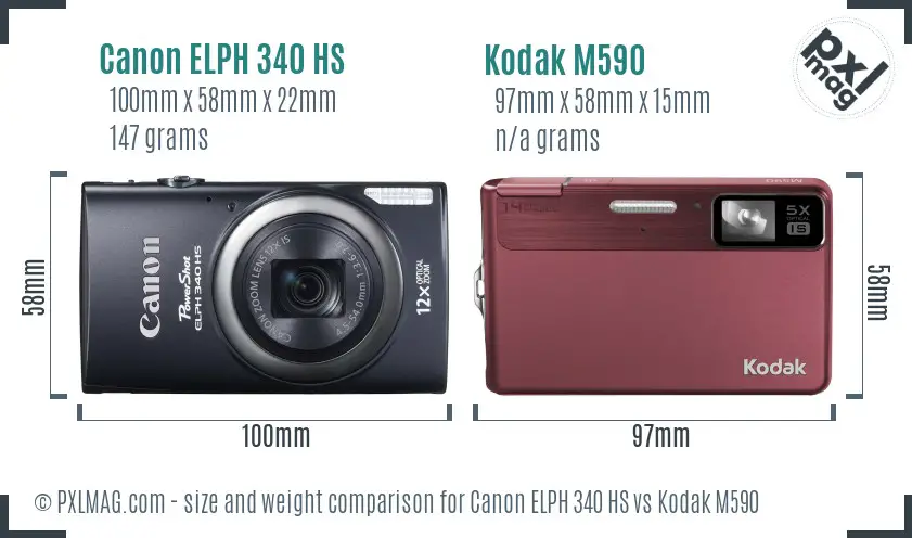 Canon ELPH 340 HS vs Kodak M590 size comparison Canon ELPH 340 HS vs Kodak M590 size comparison