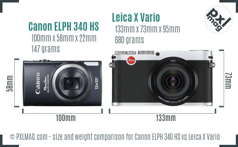 Canon ELPH 340 HS vs Leica X Vario size comparison Canon ELPH 340 HS vs Leica X Vario size comparison