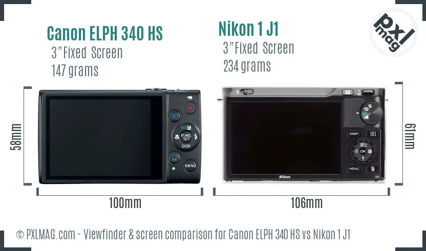 Canon ELPH 340 HS vs Nikon 1 J1 Screen and Viewfinder comparison Canon ELPH 340 HS vs Nikon 1 J1 Screen and Viewfinder comparison