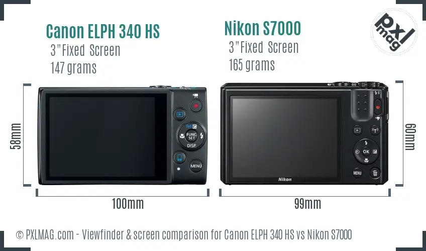 Canon ELPH 340 HS vs Nikon S7000 Screen and Viewfinder comparison Canon ELPH 340 HS vs Nikon S7000 Screen and Viewfinder comparison