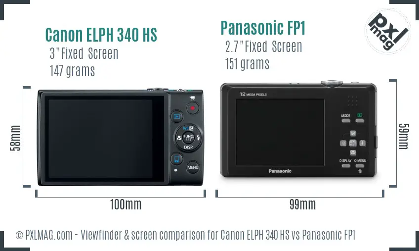 Canon ELPH 340 HS vs Panasonic FP1 Screen and Viewfinder comparison Canon ELPH 340 HS vs Panasonic FP1 Screen and Viewfinder comparison