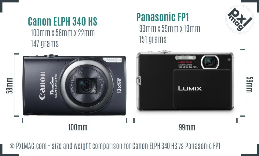 Canon ELPH 340 HS vs Panasonic FP1 size comparison Canon ELPH 340 HS vs Panasonic FP1 size comparison
