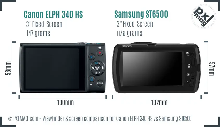 Canon ELPH 340 HS vs Samsung ST6500 Screen and Viewfinder comparison