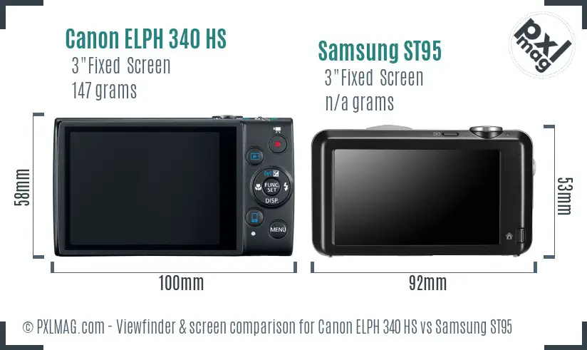 Canon ELPH 340 HS vs Samsung ST95 Screen and Viewfinder comparison