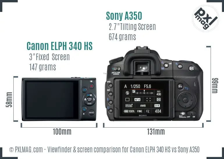 Canon ELPH 340 HS vs Sony A350 Screen and Viewfinder comparison Canon ELPH 340 HS vs Sony A350 Screen and Viewfinder comparison